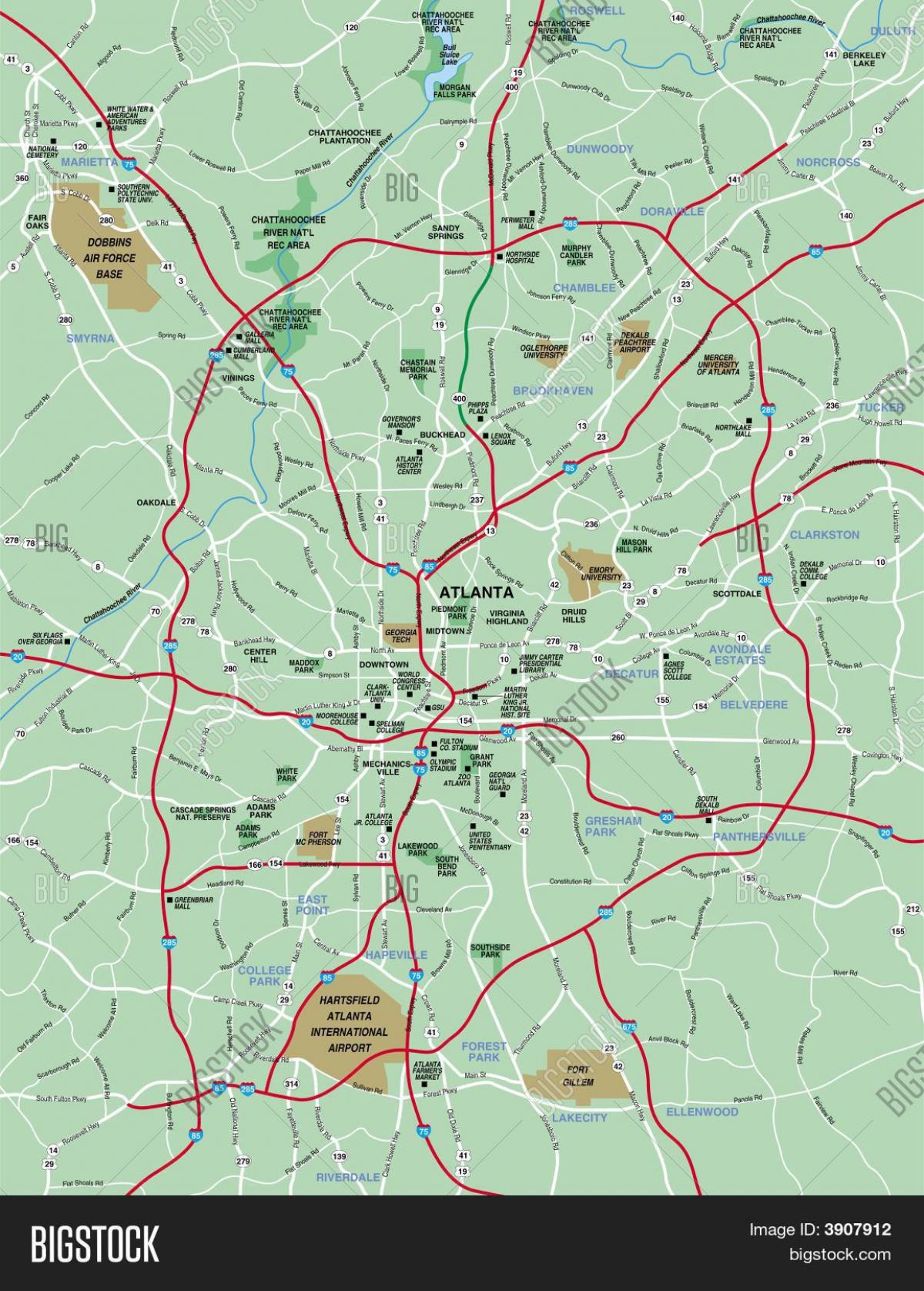 Atlanta oblasť mapu