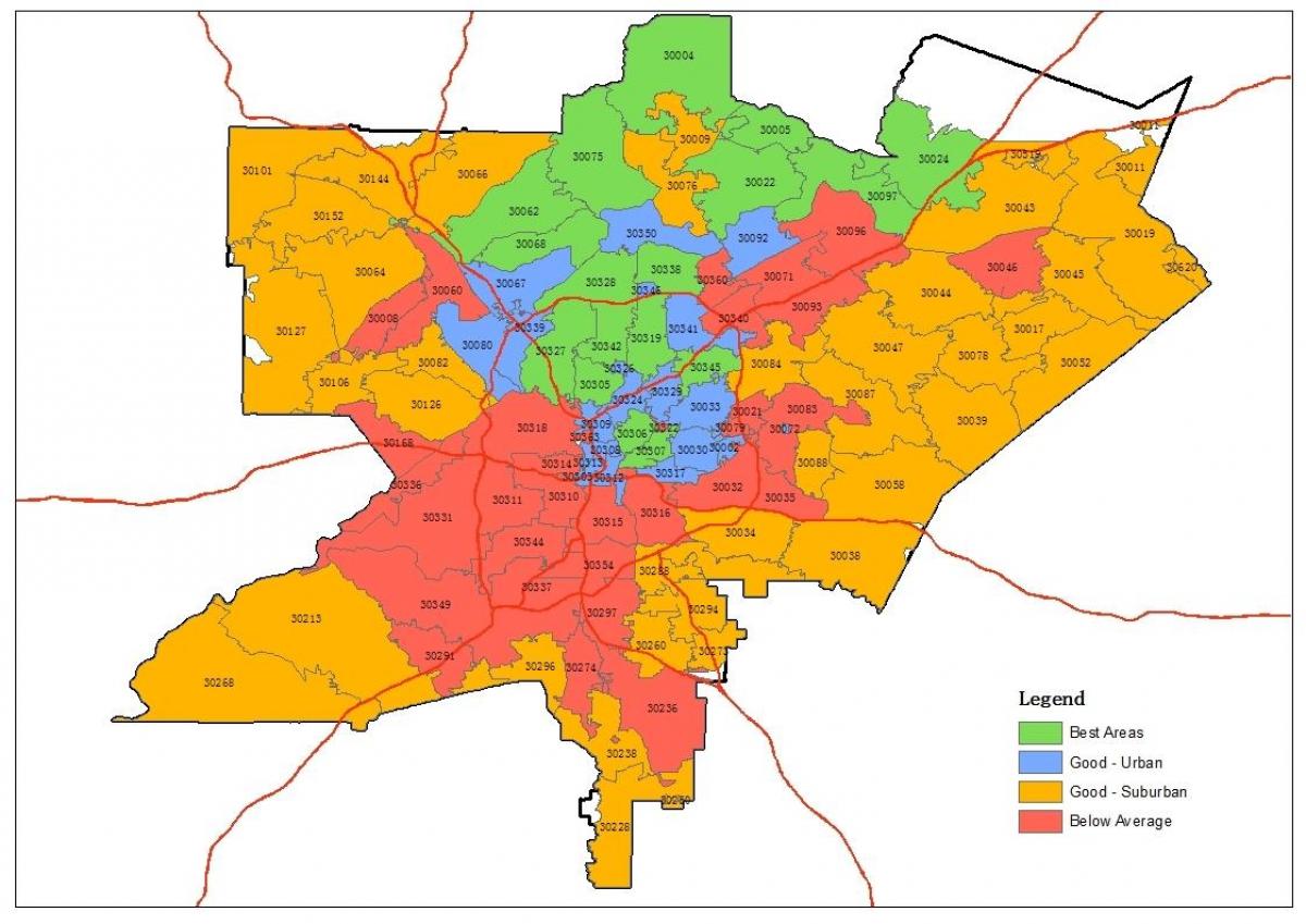 Atlanta oblasti psč mapu