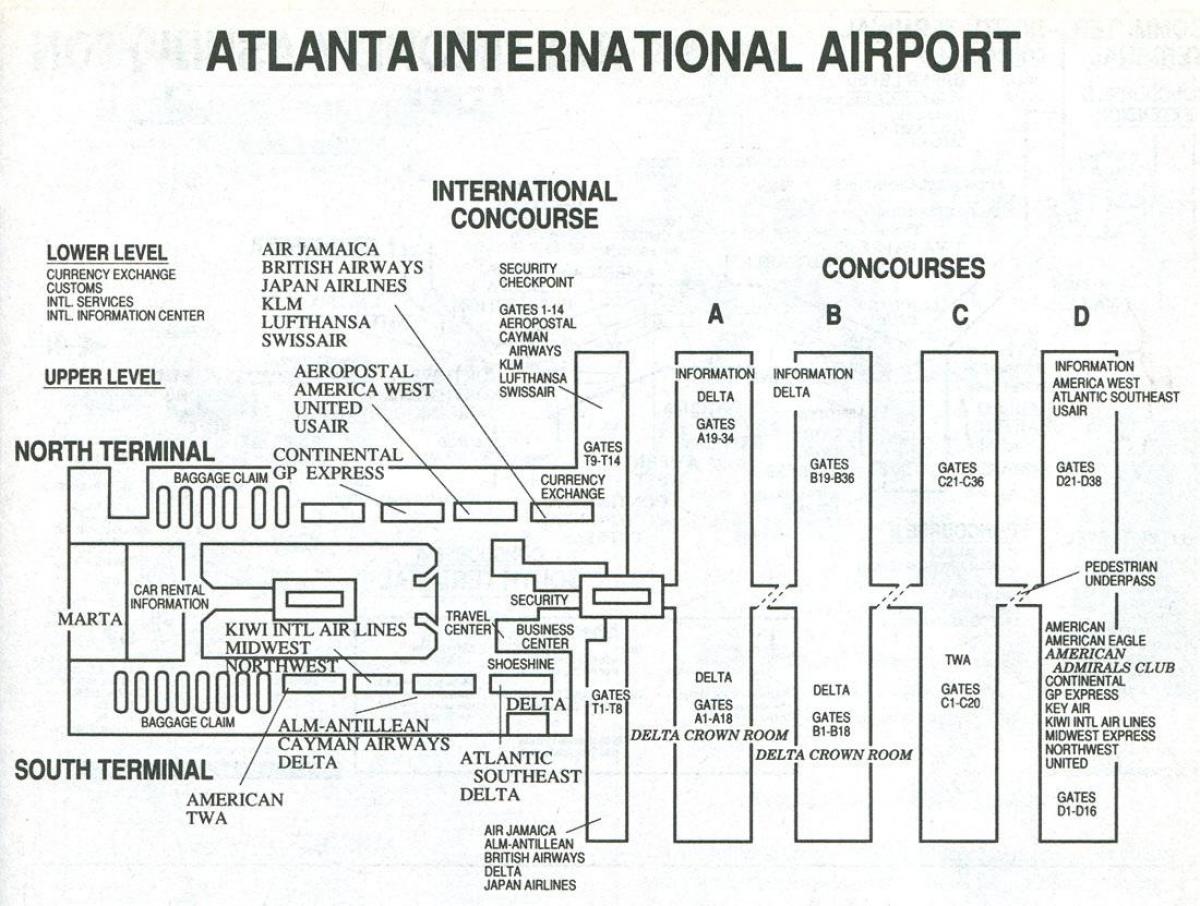 Atlanta airport terminal s mapu