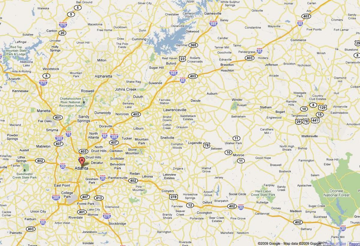 mapa z Atlanta ga