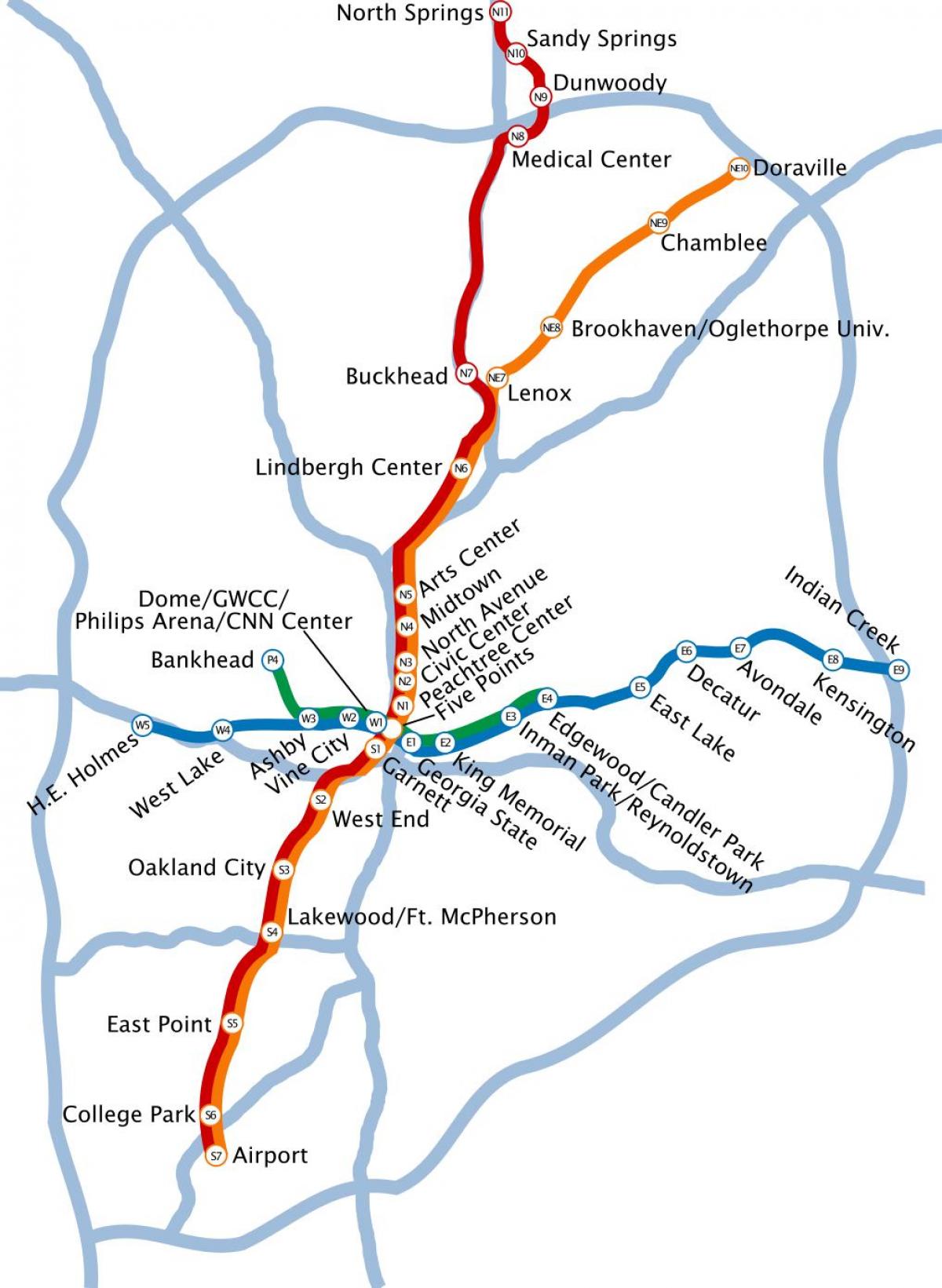 mapa metro Atlanta