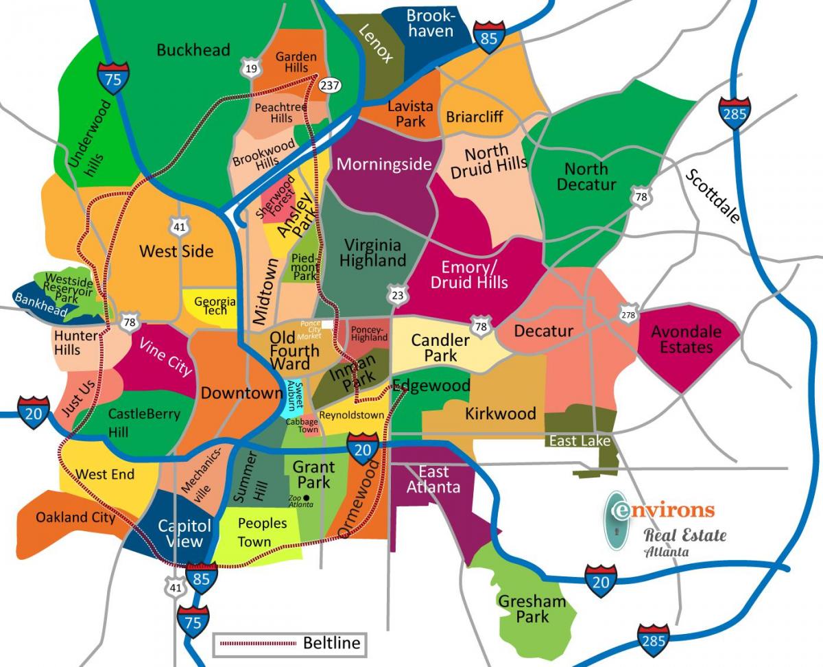 mapu Atlanty štvrtí